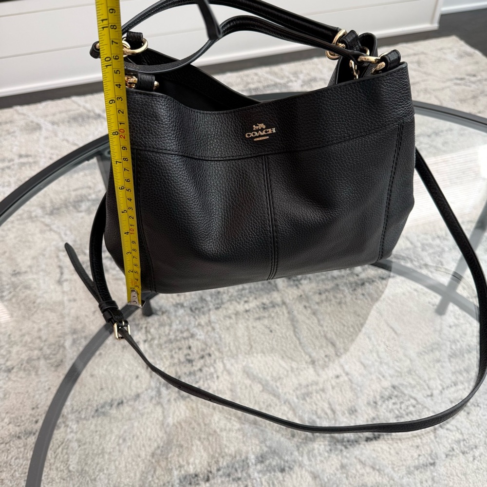 Coach Black Pebbled Leather Shoulder Bag with Gold Hardware - Picture 8 of 9